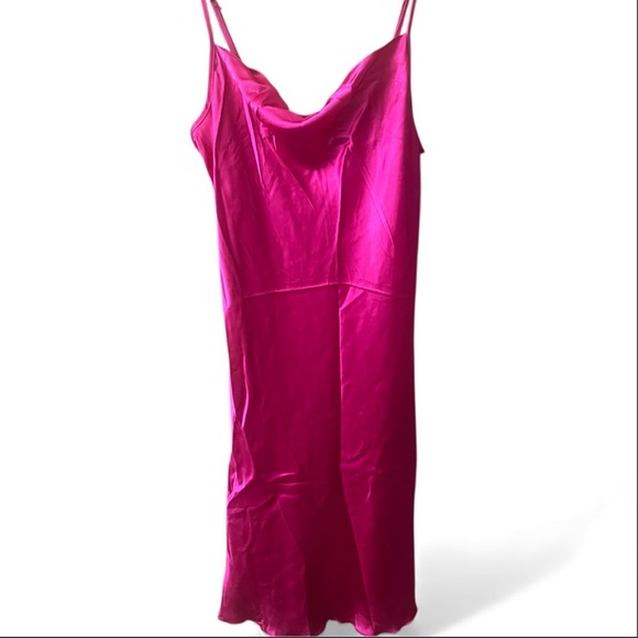 Bebe Satin Cowl Neck Slip Midi Dress | Pink - Picture 3 of 6